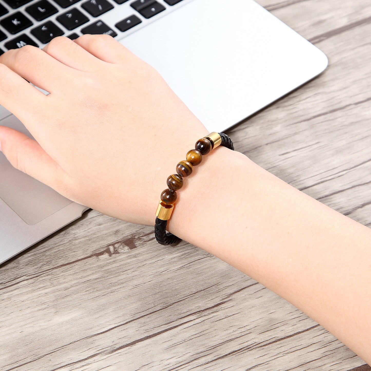 Natural Stone Bracelet Tiger Eye Volcanic Stone