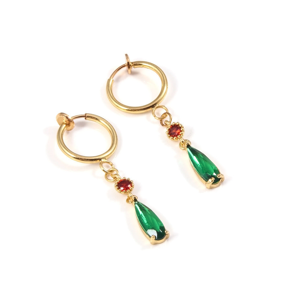 Brass Emerald Earrings Same Drop