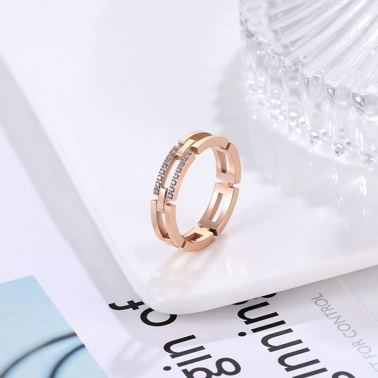 Punk Titanium Steel Index Finger Ring Women Fashion Rose Gold