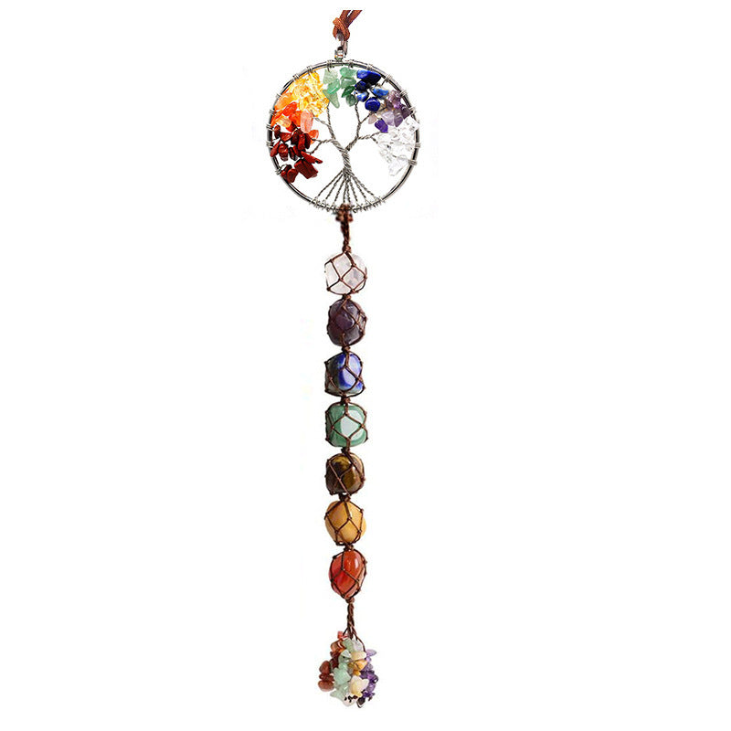 7 Colored Stone Seven Colors Crystal Stone Hand-woven Pendant Natural Stone