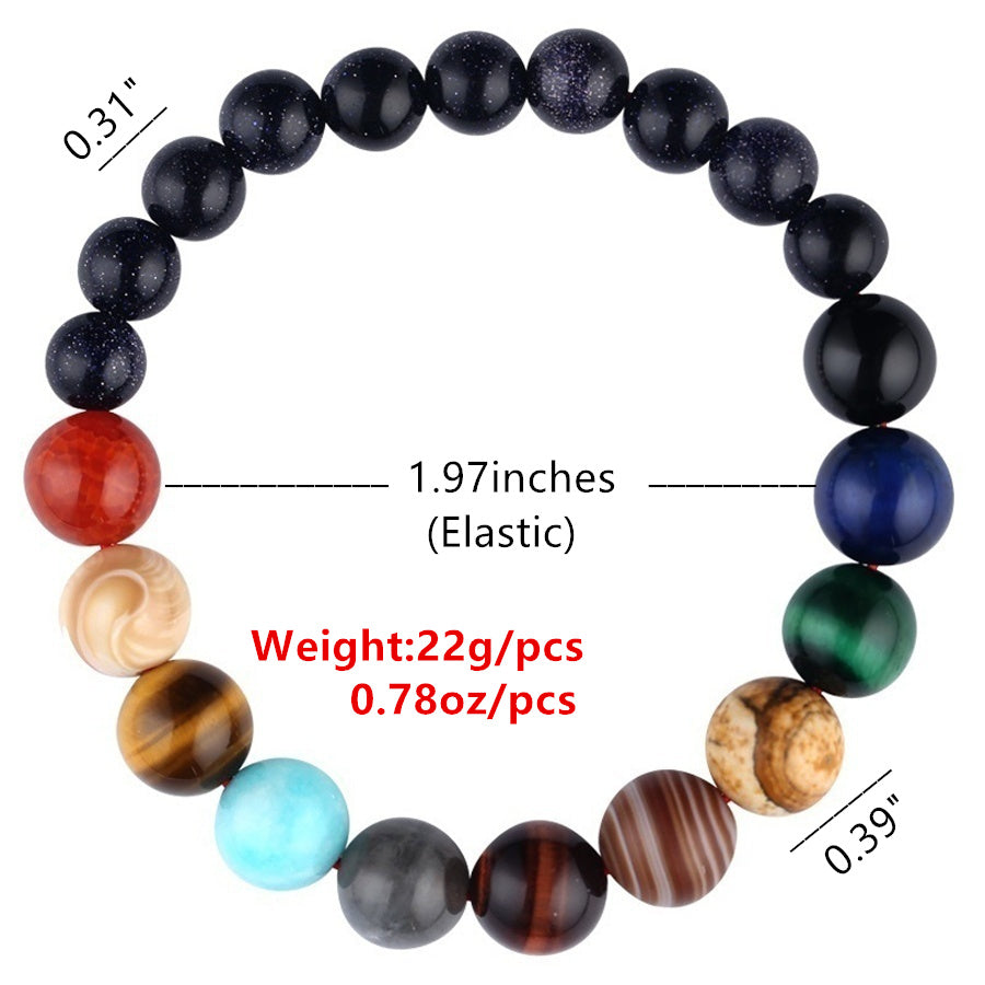 New Fashion Eight Planets Beaded Bracelet Men's Natural Stone Cosmic Yoga Chakra Solar Bracelet, Jewelry Handmade Bohemian Natural Stones Bracelet