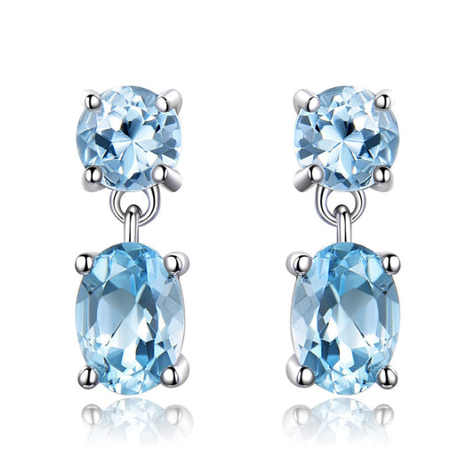 Female Sapphire Long Earrings Temperament Personality Earrings