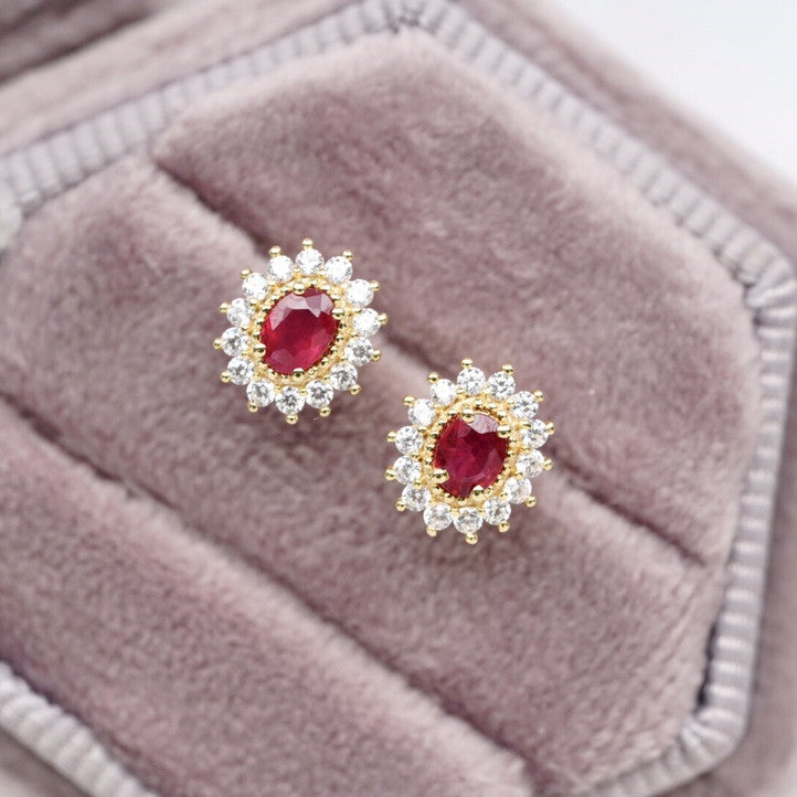 Silver Light Luxury Silver Plated Ruby Earrings