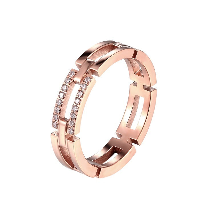 Punk Titanium Steel Index Finger Ring Women Fashion Rose Gold