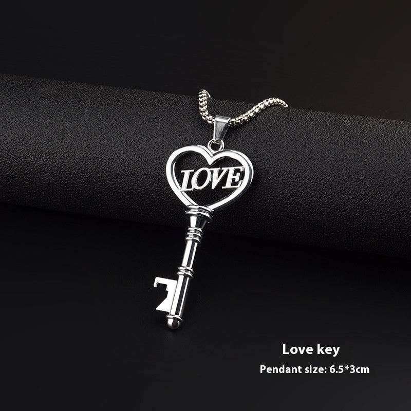 Fashion Jewelry Smart Key Love Titanium Steel Necklace