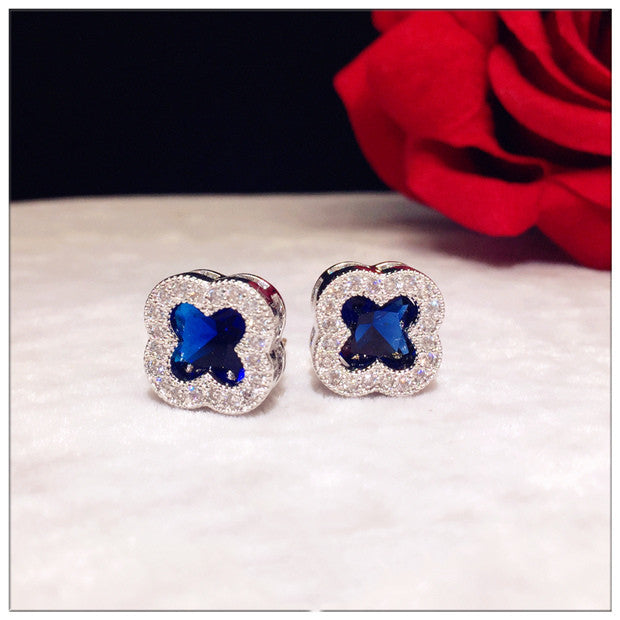 Sapphire And Sterling Silver Earrings