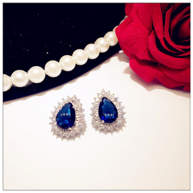 Sapphire And Sterling Silver Earrings