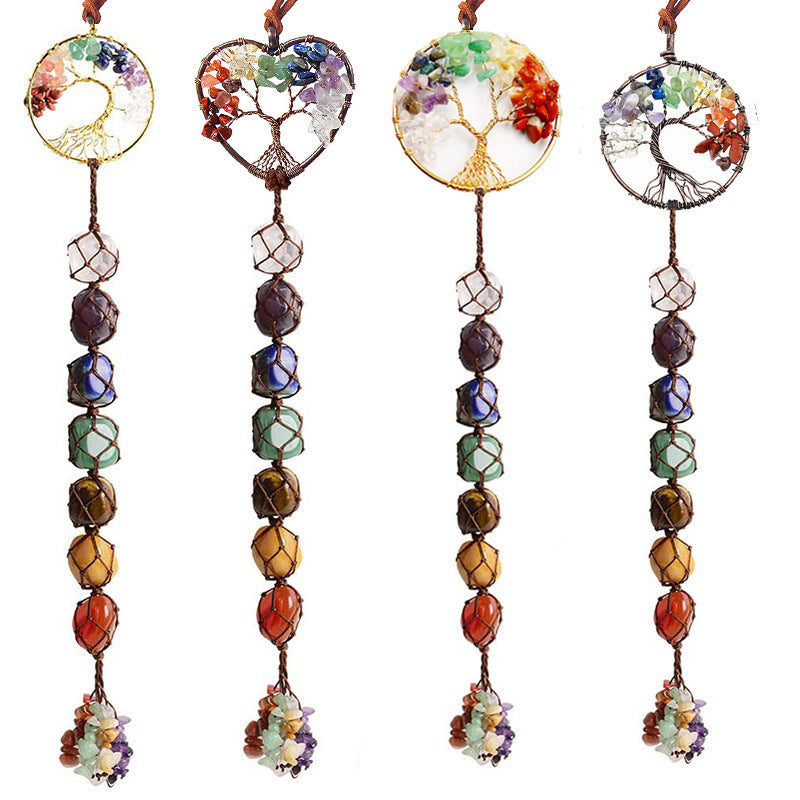 7 Colored Stone Seven Colors Crystal Stone Hand-woven Pendant Natural Stone