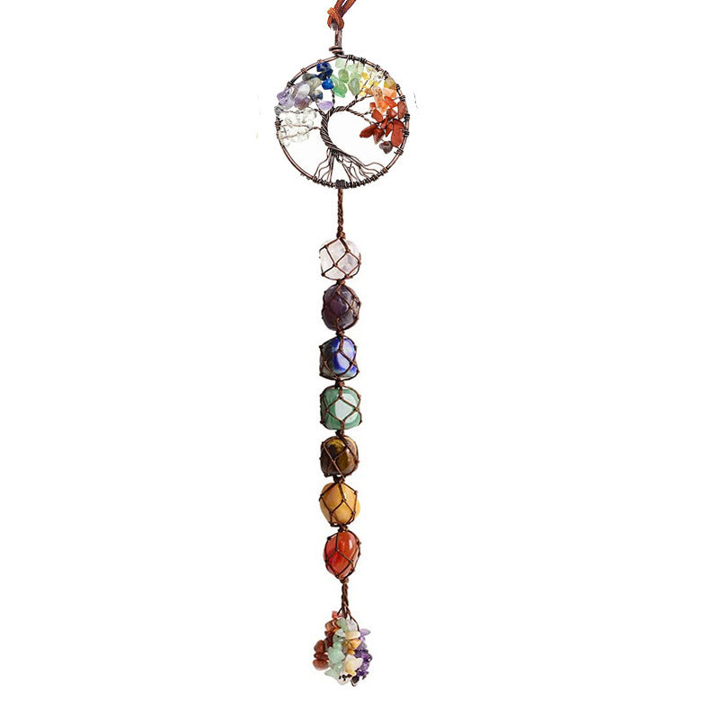 7 Colored Stone Seven Colors Crystal Stone Hand-woven Pendant Natural Stone