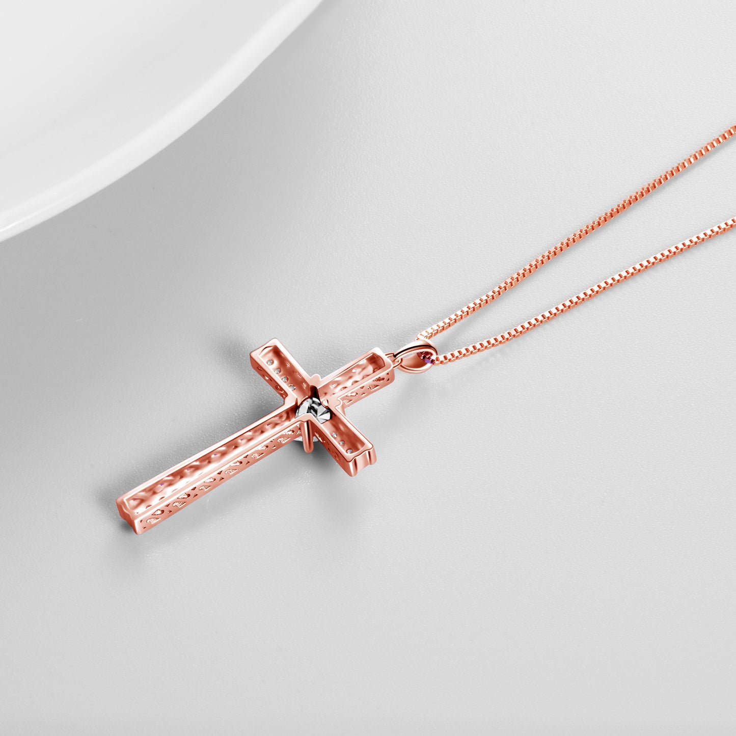 Birthstone Rose Gold Plated Cross Necklace for Women Jewelry Gifts