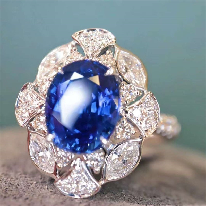 Women's Sapphire Full Diamond Open Ring