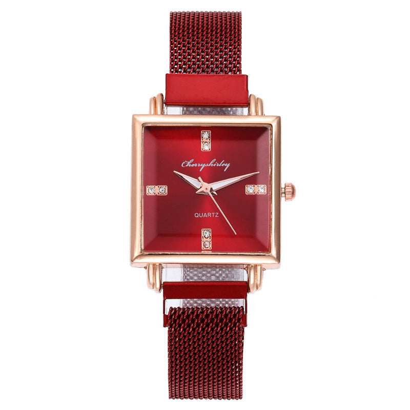 Square Simple Temperament Magnetic Snap Diamond Women's Watch