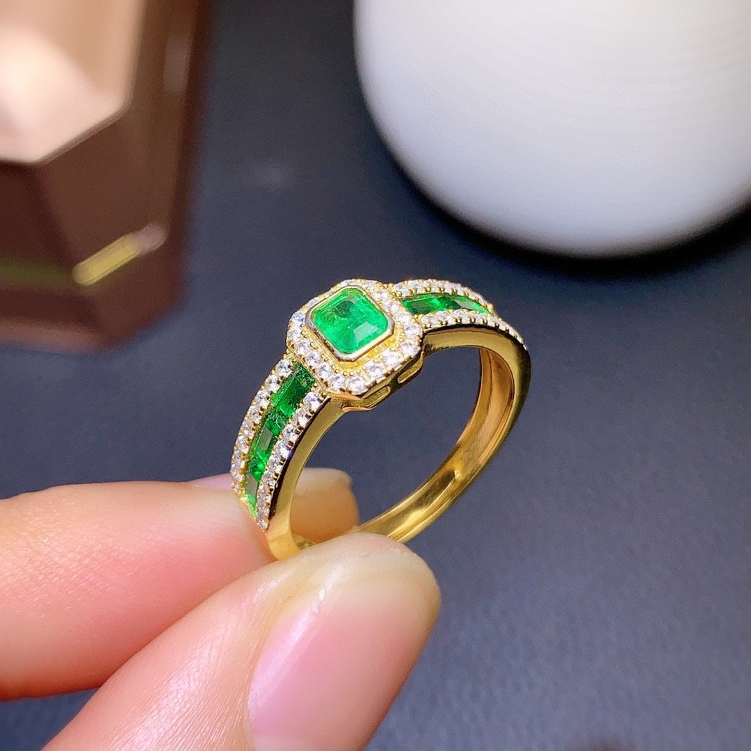 Natural Colombian Emerald Ring Female