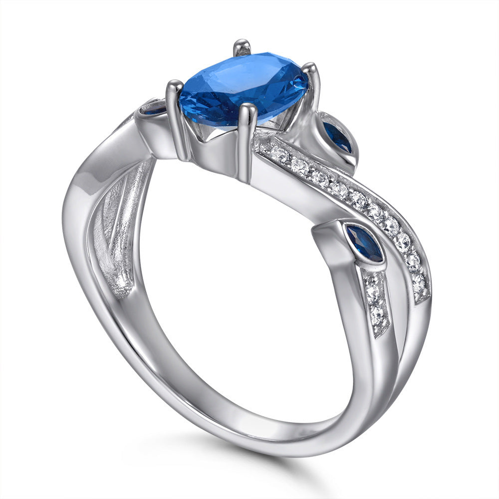 Ladies Sapphire Simulation Diamond Ring