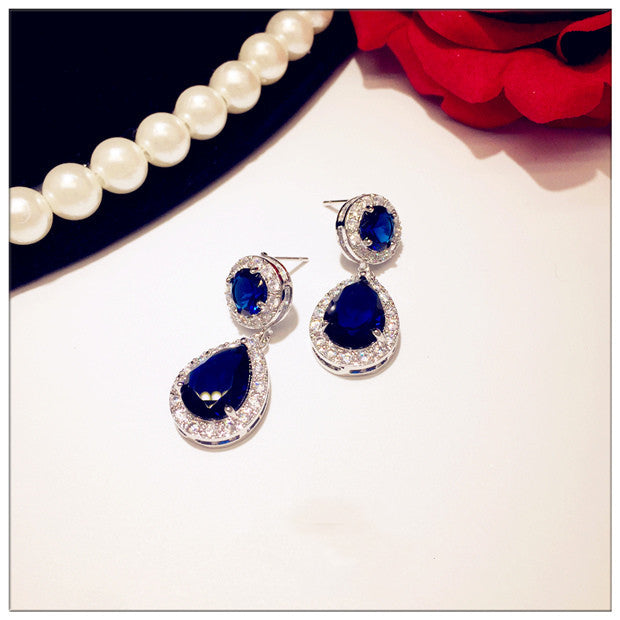 Sapphire And Sterling Silver Earrings