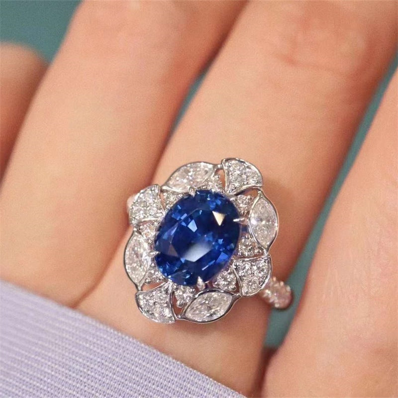 Women's Sapphire Full Diamond Open Ring