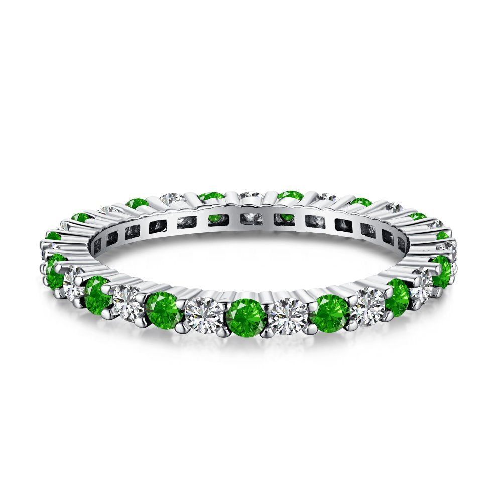 High Carbon Diamond Sapphire Green Ring