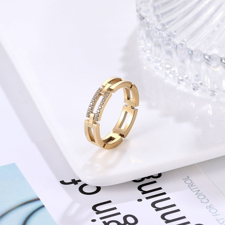 Punk Titanium Steel Index Finger Ring Women Fashion Rose Gold