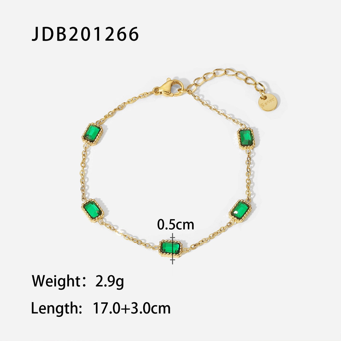 Square Emerald Zircon Necklace Bracelet