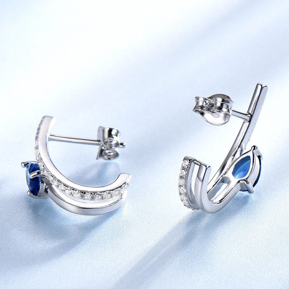 Sterling Silver Drop Luxury Earrings Sapphire