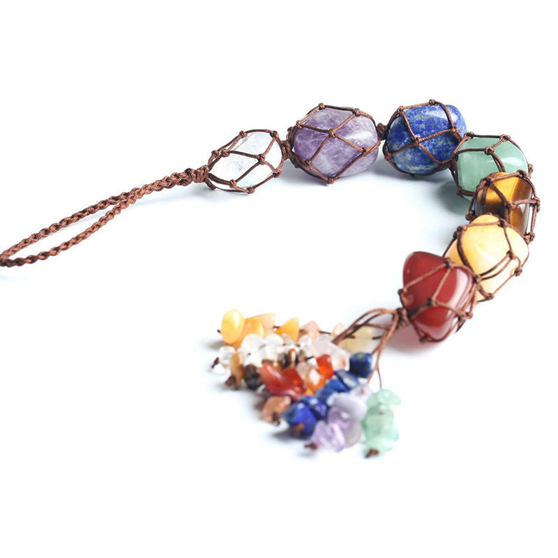 7 Colored Stone Seven Colors Crystal Stone Hand-woven Pendant Natural Stone