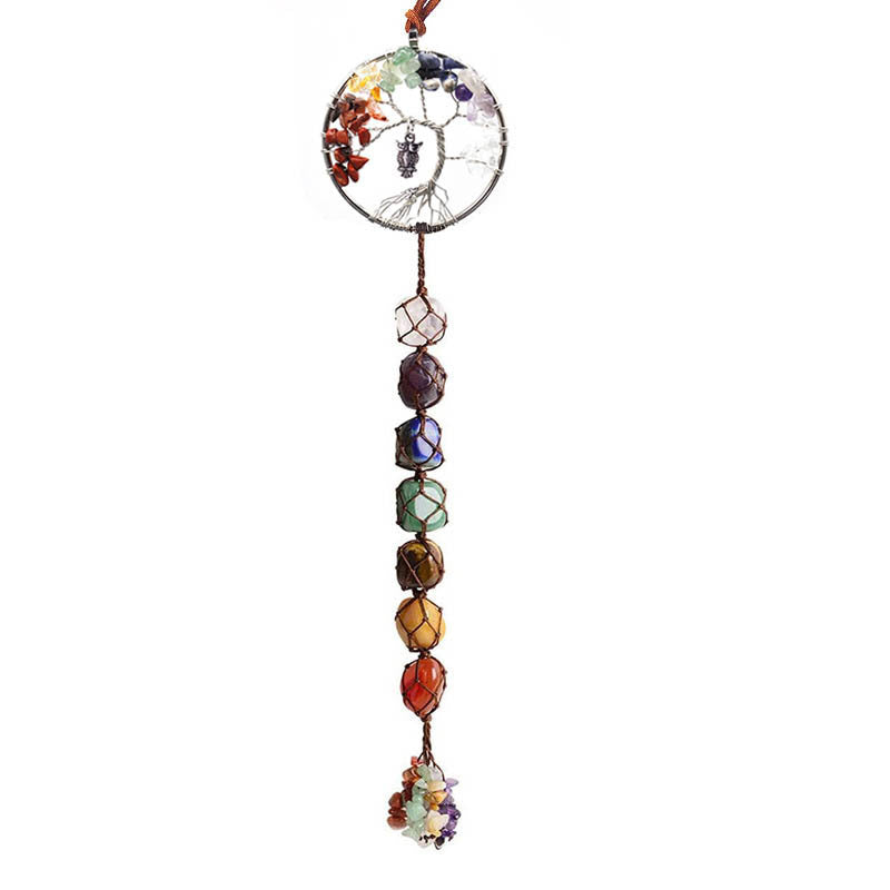 7 Colored Stone Seven Colors Crystal Stone Hand-woven Pendant Natural Stone