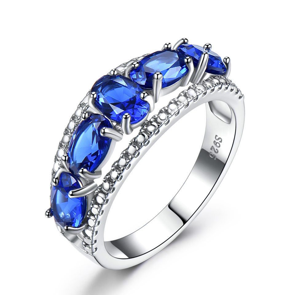 Egg Shaped Sapphire Tanzanite Ring Jewelry