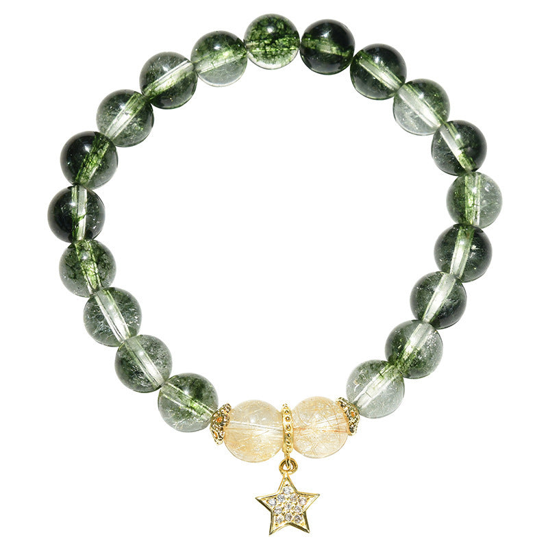 White Pop Flower Green Ghost Crystal Bracelet Women