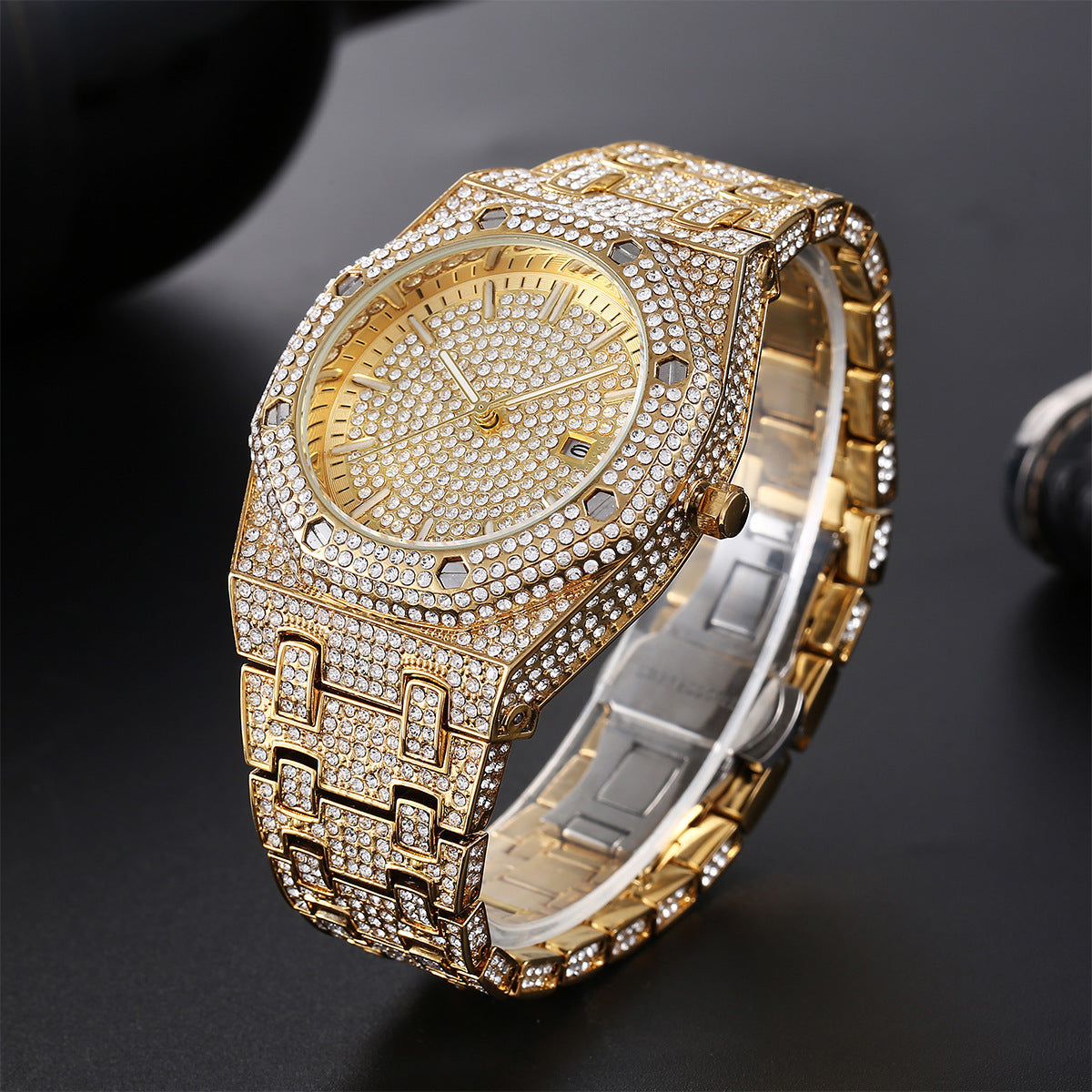 Fashion Rap Ice Hip Hop Full Diamond Large Dial Quartz Men's Watch