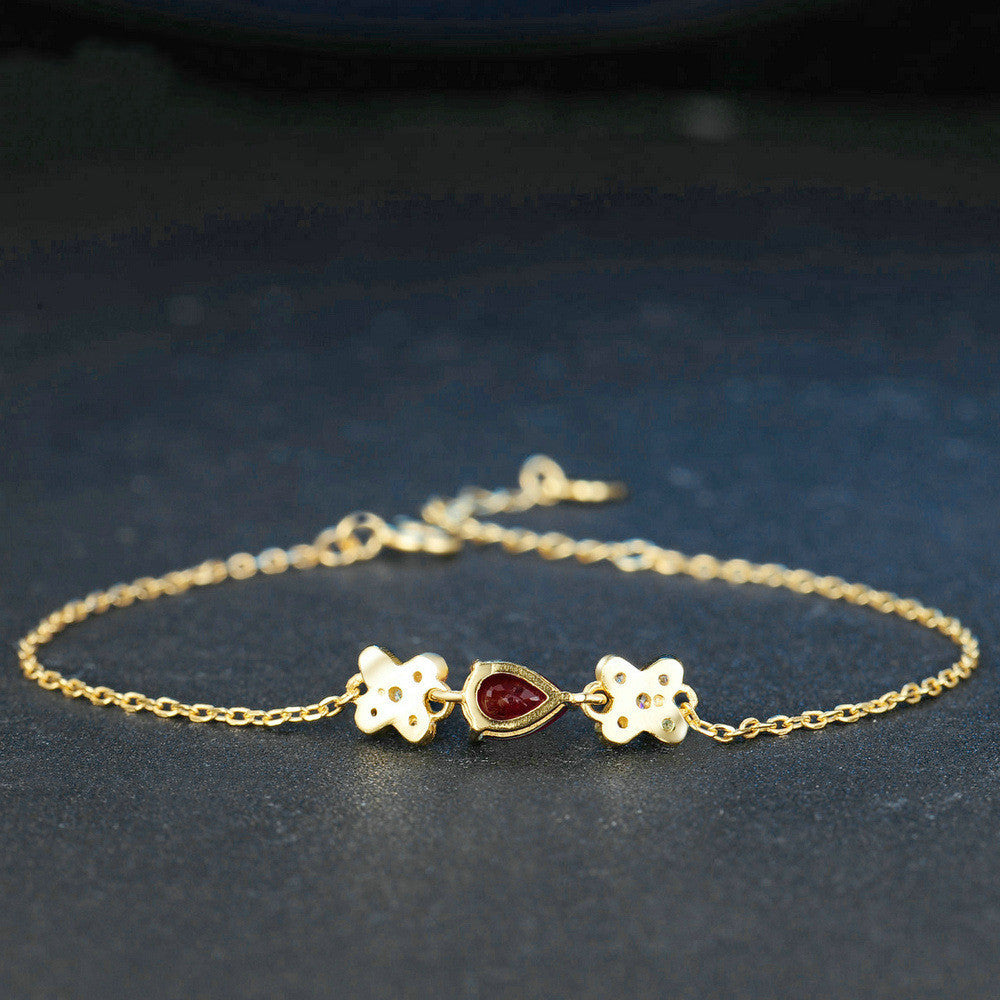 Color Gem Jewelry Natural Ruby Gold Bracelet