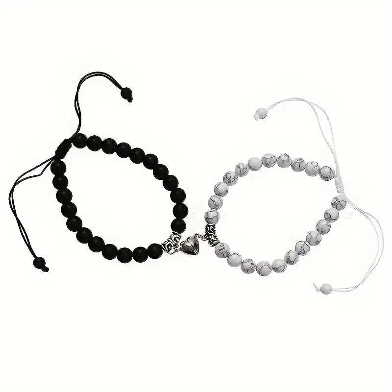 Fashion Jewelry Natural Stone Couple Love Magnet Suction Bracelet Necklace