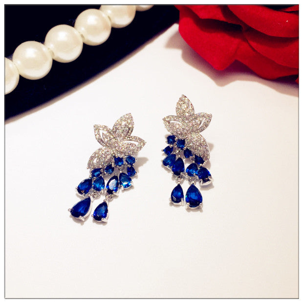 Sapphire And Sterling Silver Earrings