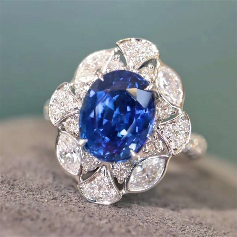 Women's Sapphire Full Diamond Open Ring