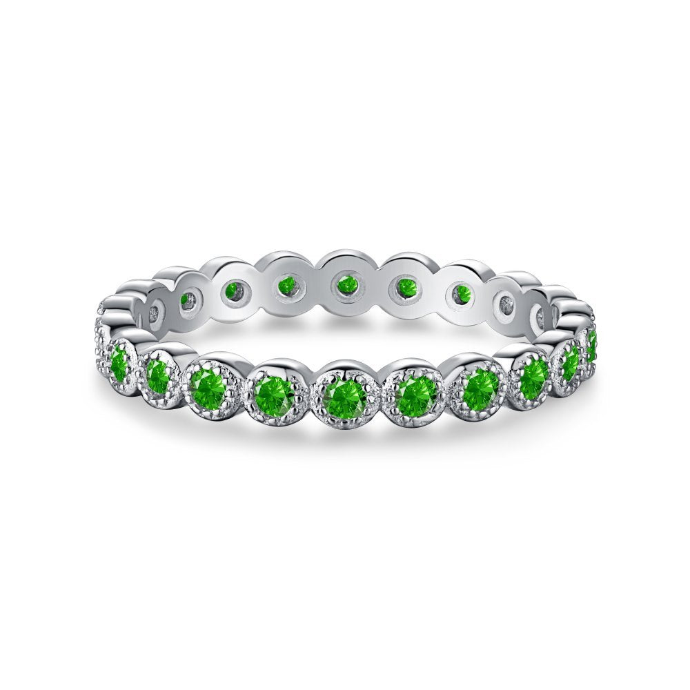 High Carbon Diamond Sapphire Green Ring