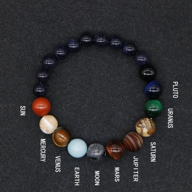 New Fashion Eight Planets Beaded Bracelet Men's Natural Stone Cosmic Yoga Chakra Solar Bracelet, Jewelry Handmade Bohemian Natural Stones Bracelet