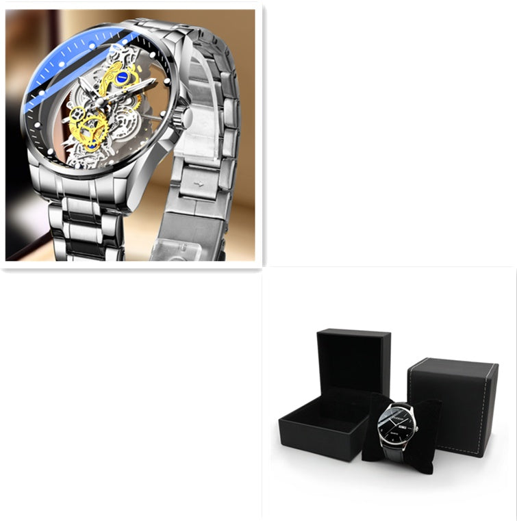 Men Watch Skeleton Automatic Quartz Watch Gold Skeleton Vintage Man Watch Mens Watches Top Brand Luxury